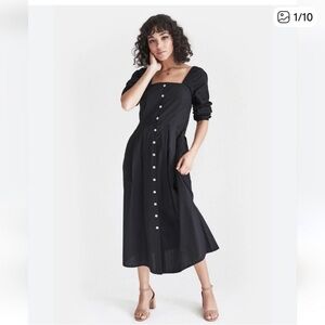 Vetta NWT The Square Neck Midi Dress Capsule Organic Cotton Black XSmall